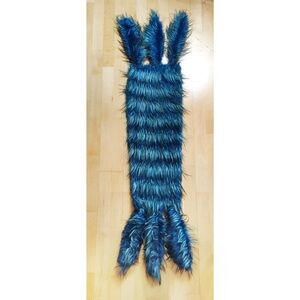Bespoke teal blue gorilla Faux Fur wrap with tail details